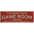 thumbnail image 1 of The Rowe Family Red Game Room Metal 8x24 Sign 108240038080, 1 of 1
