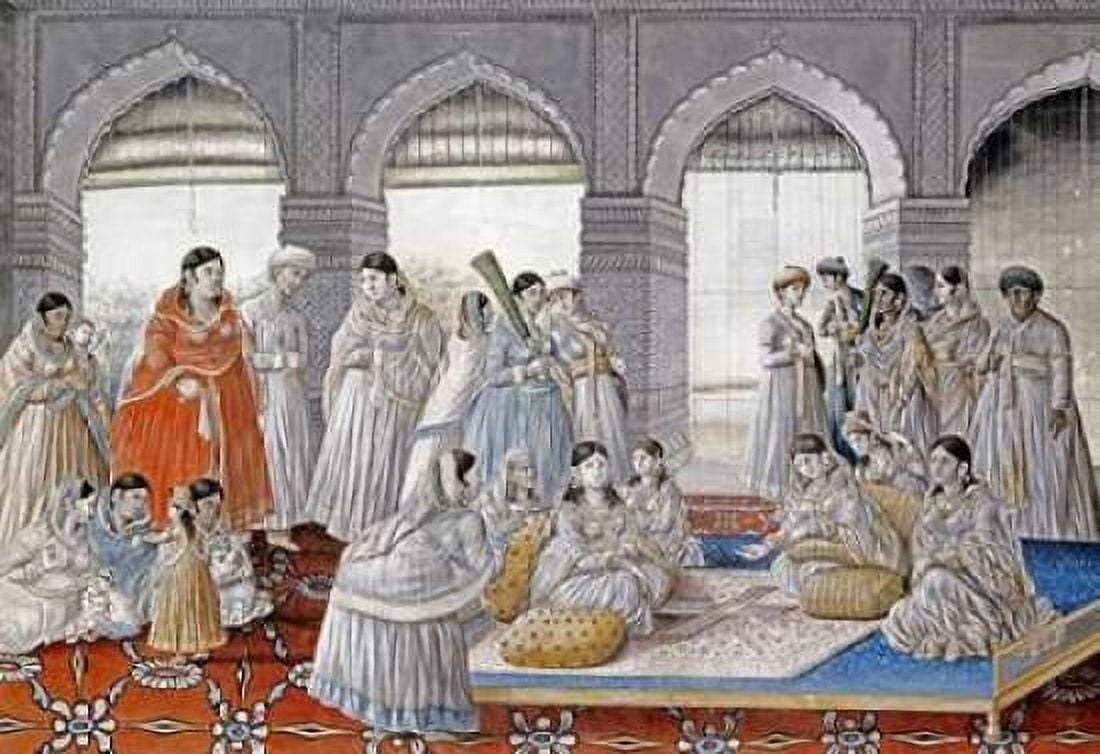The Royal Harem Playing Pachisi In a Lucknow Palace Canvas Art - Lucknow School (24 x 36)