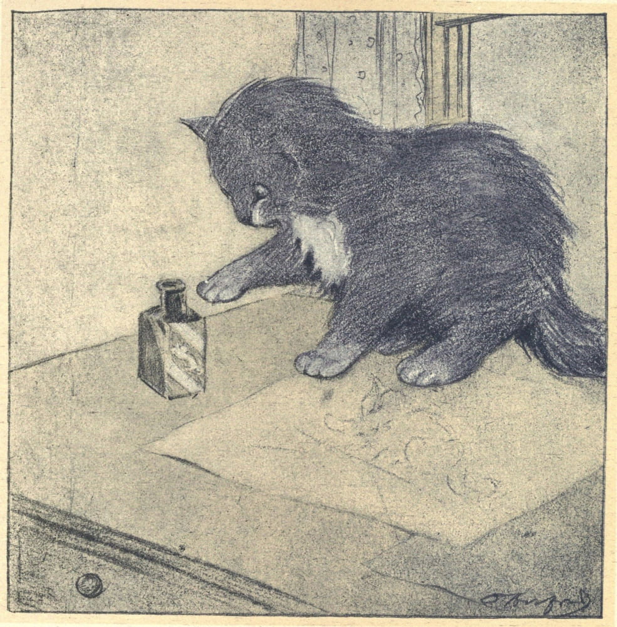 The Rubaiyat of a Persian Kitten 1906 Bottle standing Canvas Art - Oliver Herford (18 x 24)