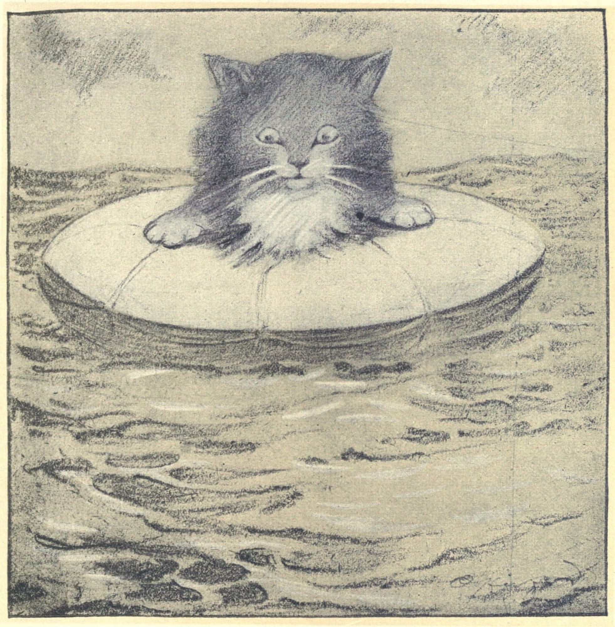The Rubaiyat of a Persian Kitten 1906 Lifebuoy cat Canvas Art - Oliver Herford (18 x 24)