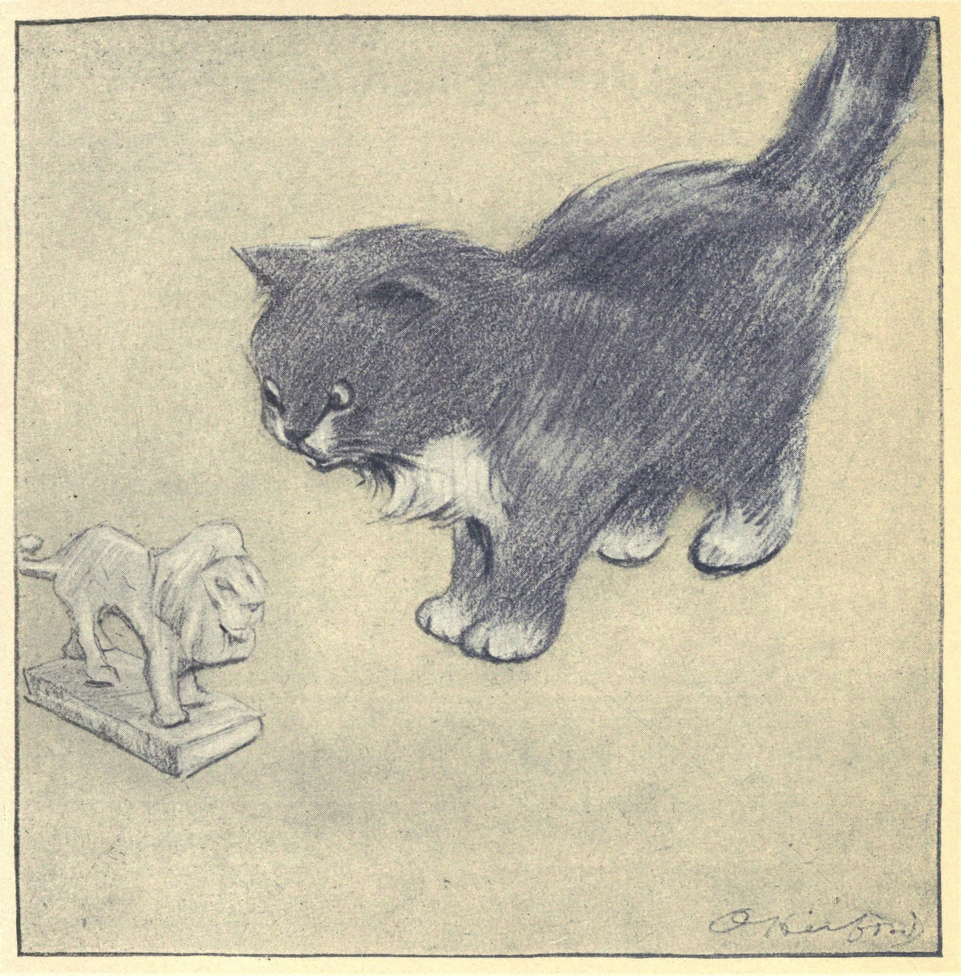 The Rubaiyat of a Persian Kitten 1906 Lion statue Canvas Art - Oliver Herford (18 x 24)