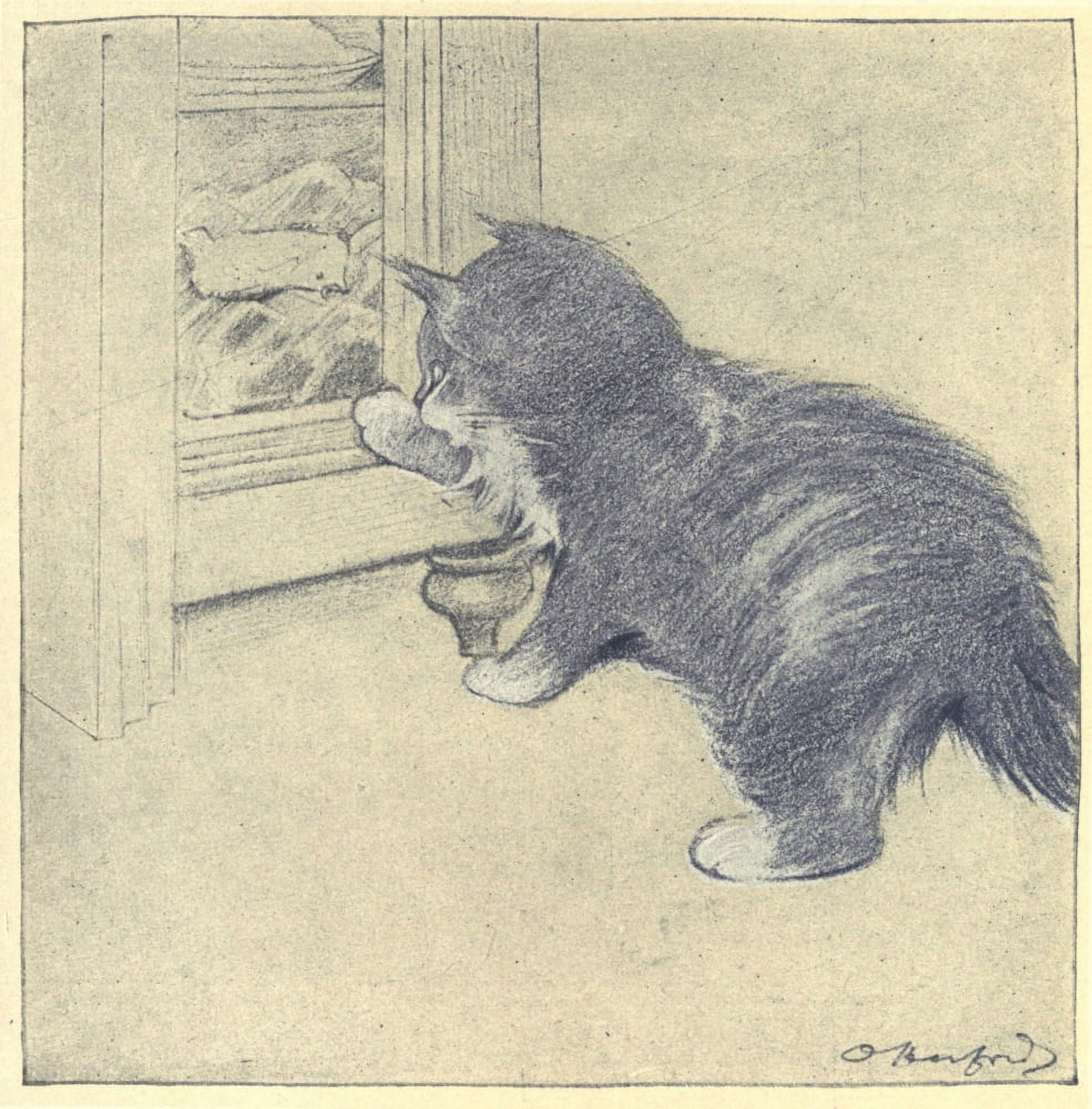 The Rubaiyat of a Persian Kitten 1906 Looking for food Canvas Art - Oliver Herford (18 x 24)
