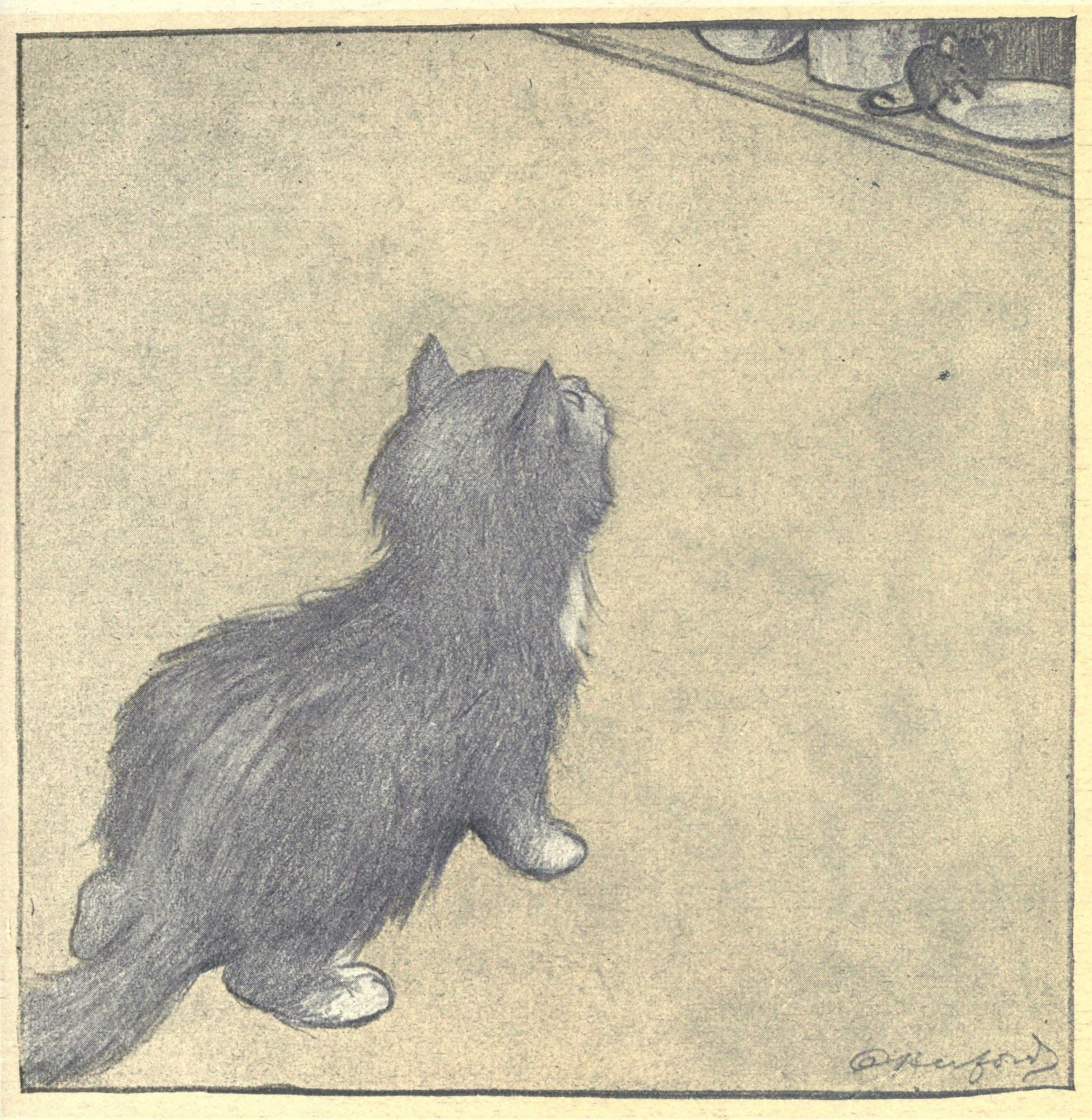 The Rubaiyat of a Persian Kitten 1906 Watching the mouse Canvas Art - Oliver Herford (18 x 24)