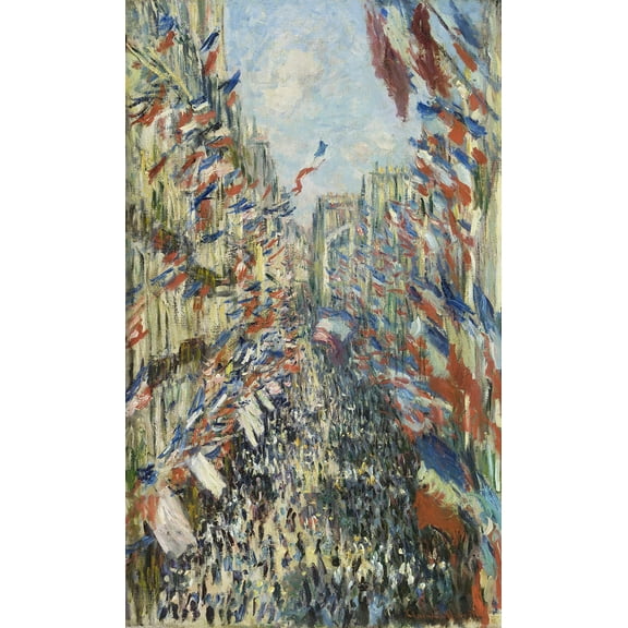 The Rue Montorgueil by Claude Monet - 12" x 18" Art Print Wall Decor