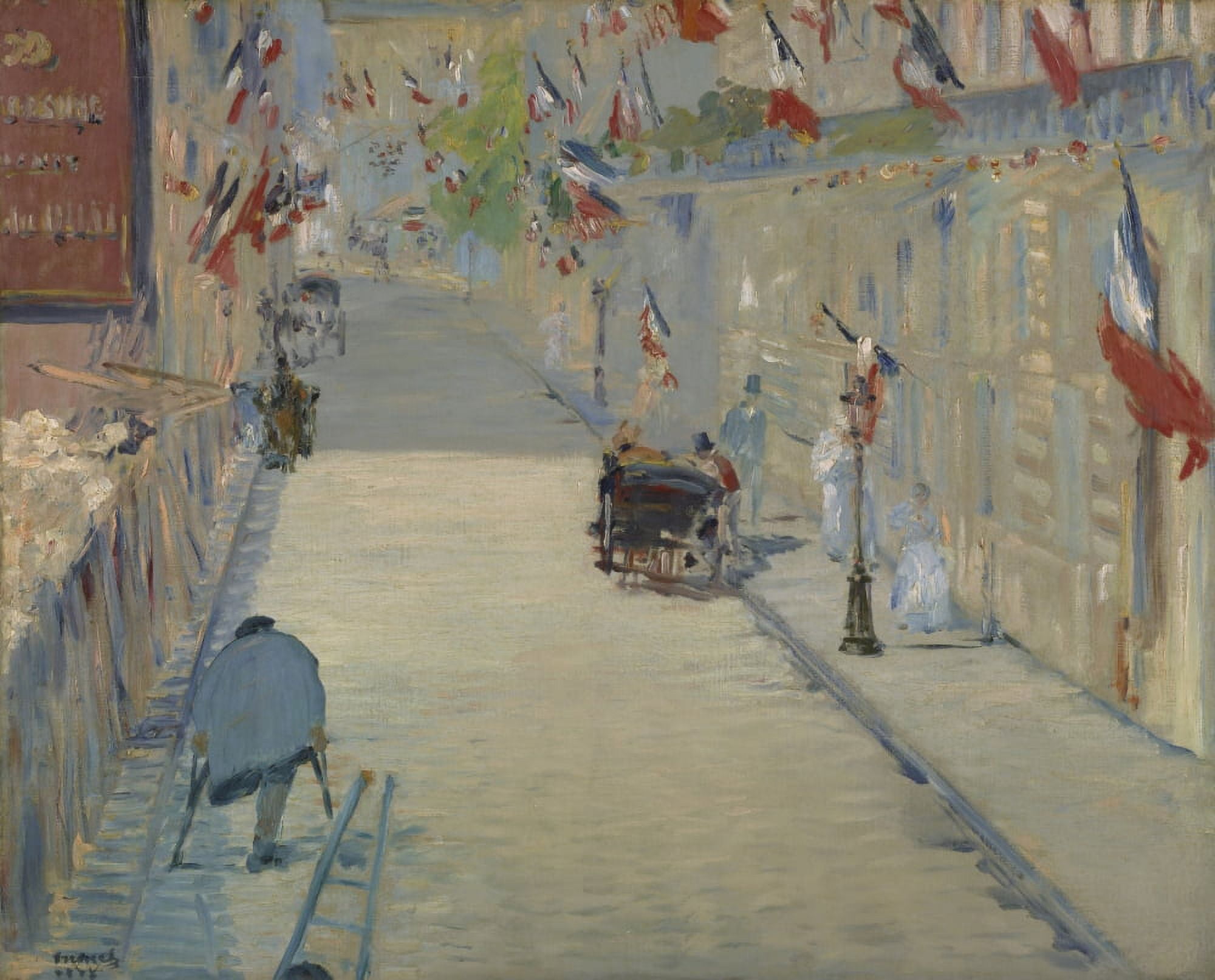 The Rue Mosnier With Flag Canvas Art - (36 x 24)