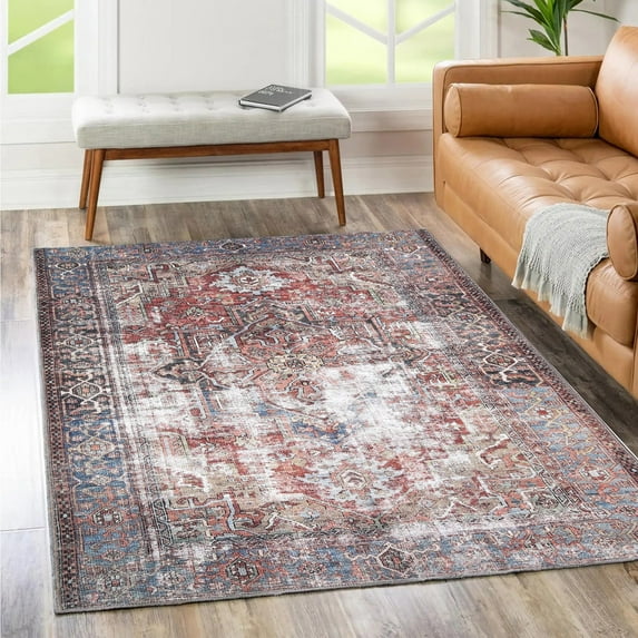 The Rug Collective  Sophia Heritage Rust Rug - Machine Washable Area Rug 5'2''x7'6''