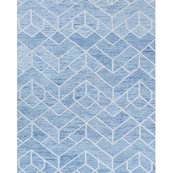 The Rug Decor TRD6373A811 8 x 11 in. Geometrical Hand Hooked Area Rug, Blue
