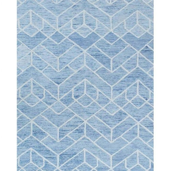 The Rug Decor TRD6373A811 8 x 11 in. Geometrical Hand Hooked Area Rug, Blue