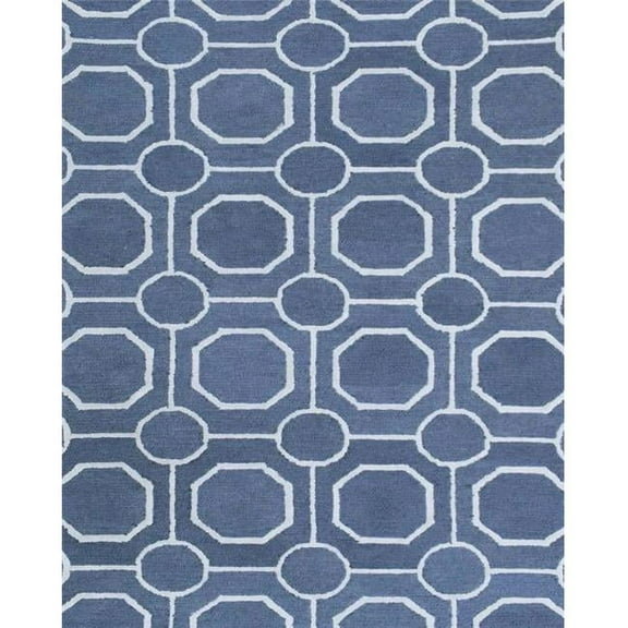 The Rug Decor TRD6376A811 8 x 11 in. Geometrical Hand Hooked Area Rug, Blue