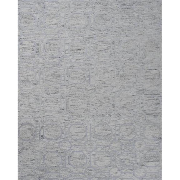 The Rug Decor TRD6376B811 8 x 11 in. Geometrical Hand Hooked Area Rug, Silver