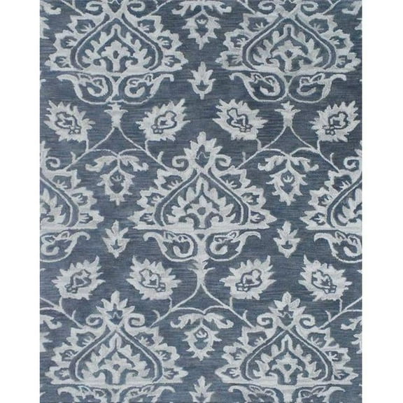 The Rug Decor TRD6381A58 5 x 8 in. Floral Hand Tufted Area Rug, Blue & Silver