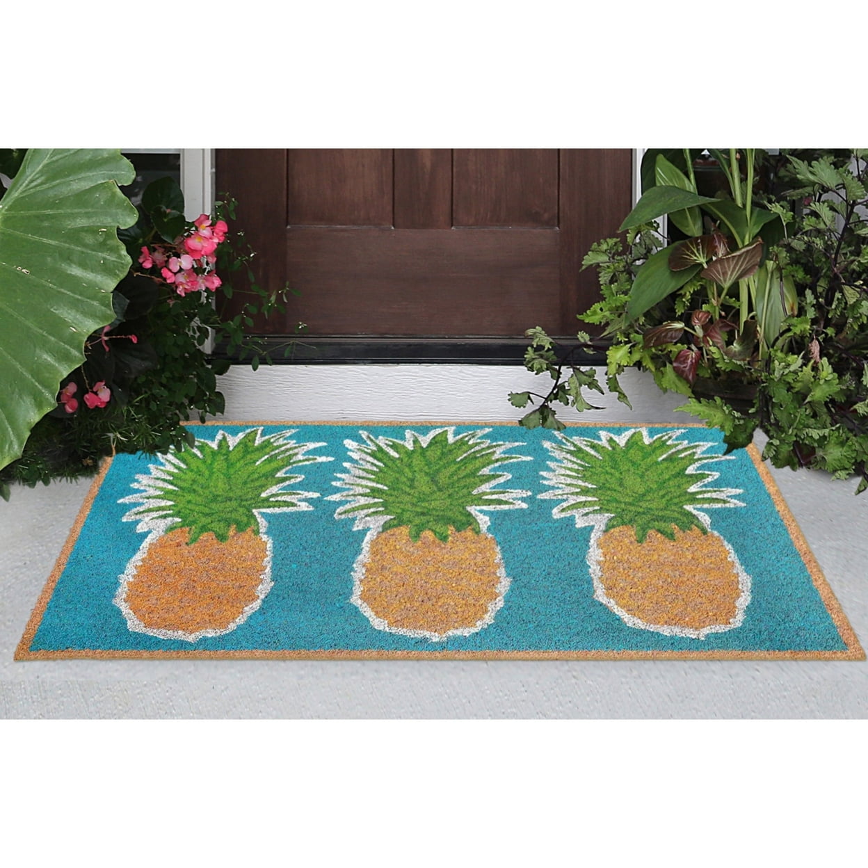 The Rug Department Liora Manne Natura Pineapples Outdoor Door Mat Aqua