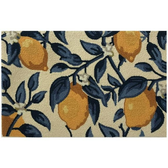 The Rug Market 25962B 30 x 48 in. Lemon Vine Rug - Cream & Blue