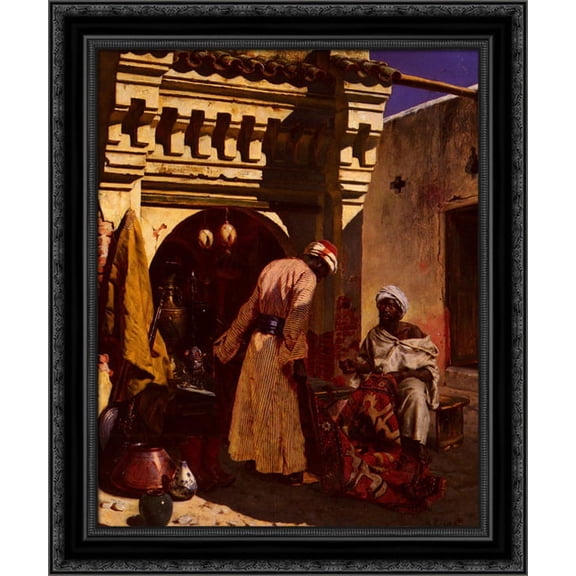 The Rug Merchant 20x23 Black Ornate Wood Framed Canvas Art by Ernst, Rudolf