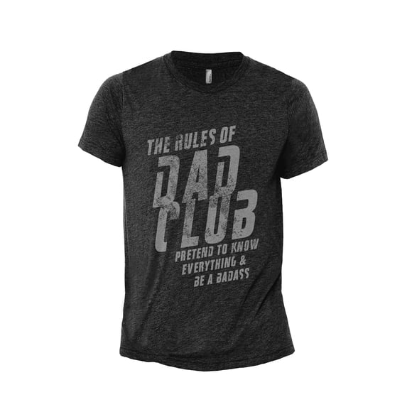 The Rules Of Dad Club Men's Modern Fit Fun Casual T-Shirt Printed Graphic Tee Charcoal Grey Large