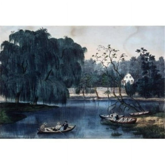The Rural Lake Currier & Ives 1834-1907 American Color Lithograph Library of Congress Washington DC USA Poster Print - 18 x 24 in.