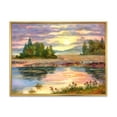 thumbnail image 1 of The Rural Lake In Sunset Evening I 32 in x 24 in Framed Painting Canvas Art Print, by Designart, 1 of 5