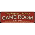 thumbnail image 1 of The Russell Family Red Game Room Metal 6x18 Sign 106180038638, 1 of 1