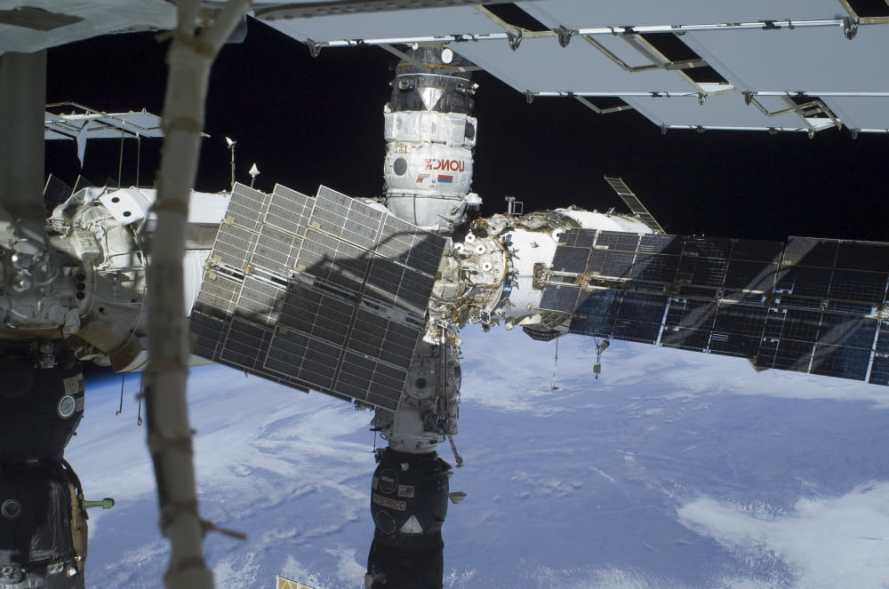 The Russian Orbital Segment of the International Space Station Canvas Art - Stocktrek Images (34 x 23)