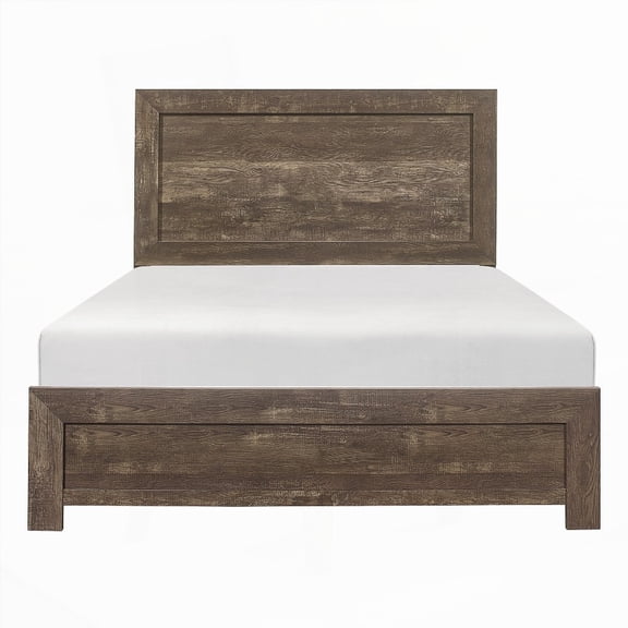 The Rustic Brown Full Size Panel Bed, Wooden Bedroom Furniture in One Package