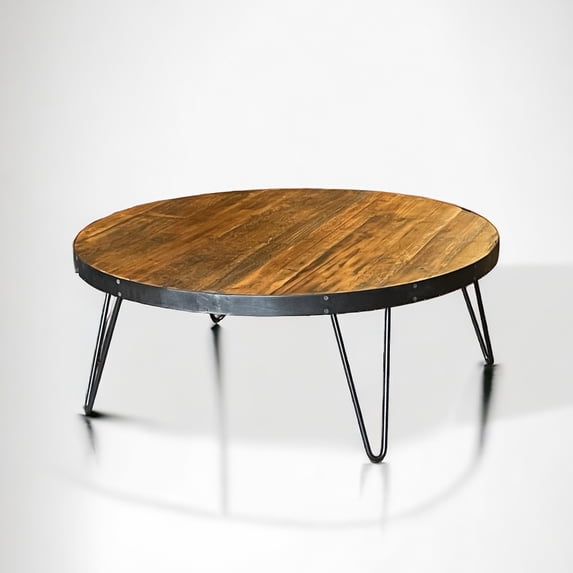 The Rustic Industrial Old Ranch Round Coffee Table