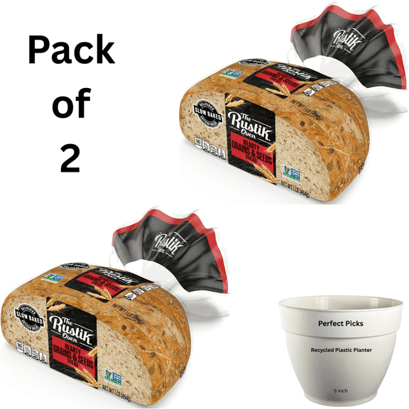 The Rustik Oven Hearty Grains & Seeds Bread, 16 oz, Whole Grain Seeded Bread, Bag (2 pack)