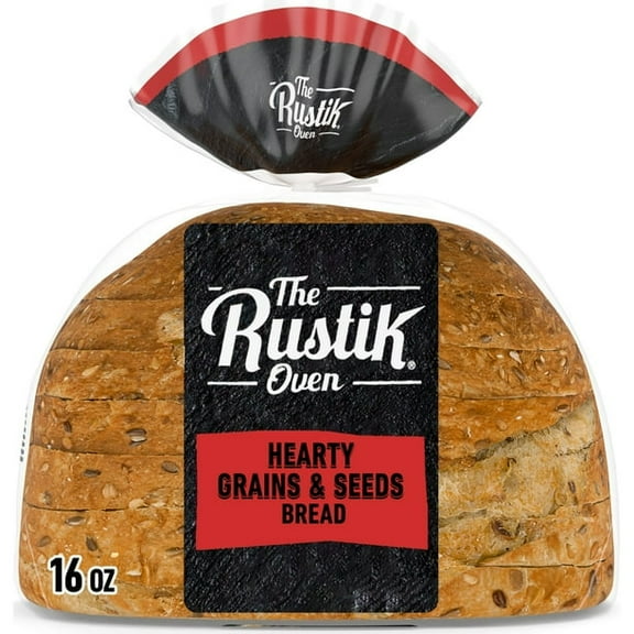 The Rustik Oven Hearty Grains & Seeds Bread, 16 oz, Whole Grain Seeded Bread, Bag (Pack of 2)