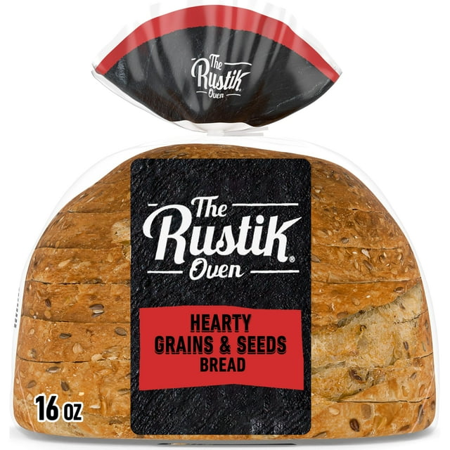 The Rustik Oven Hearty Grains & Seeds Bread, 16 oz, Whole Grain Seeded Bread, Bag