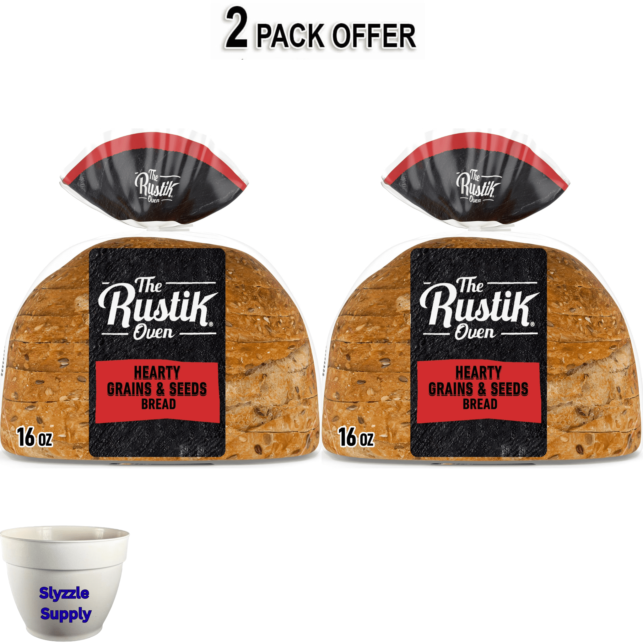 The Rustik Oven Hearty Grains & Seeds Bread, 16 oz, Whole Grain Seeded Bread, Bag