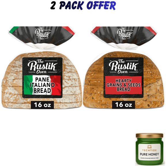 The Rustik Oven Pane Italiano Bread, 16 oz, Italian Italian Bread, | The Rustik Oven Hearty Grains & Seeds Bread, 16 oz, Whole Grain Seeded Bread,