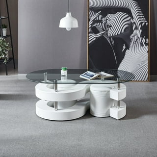 Coffee table with 2 stools underneath hotsell