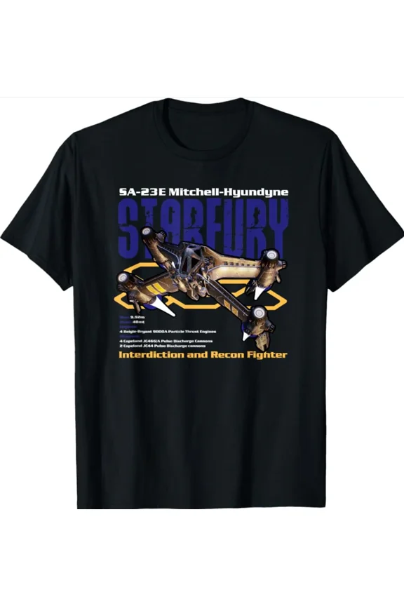 The SA-23e Starfury Recon and Interdiction Fighter T-shirt size S-5XL
