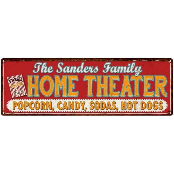 The SANDERS Family Home Theater Sign Gift 6x18 Metal Movies Decor 106180100088