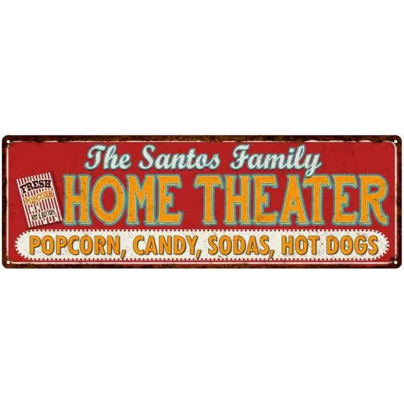 The SANTOS Family Home Theater Sign Gift 6x18 Metal Movies Decor 106180100279