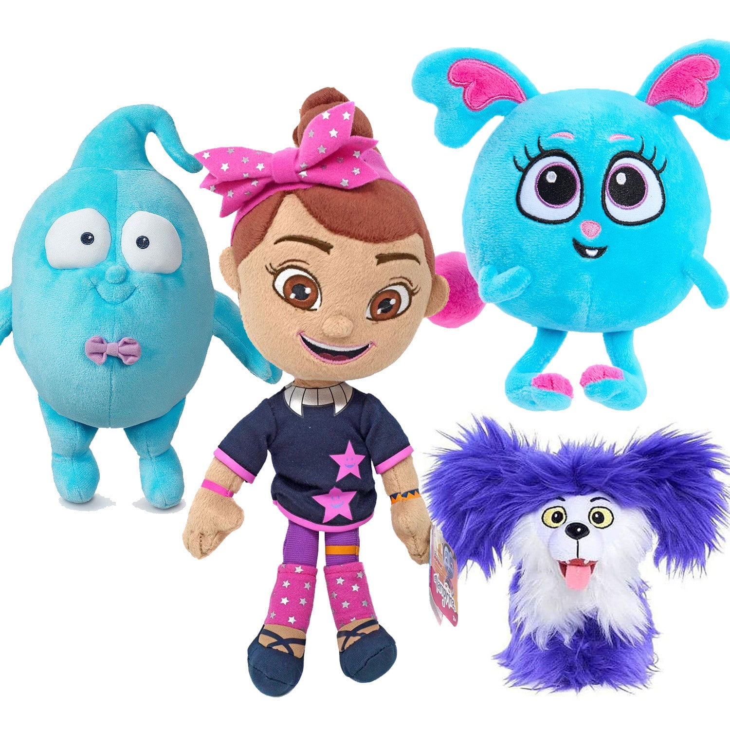 The SET of VAMPIRINA BEAN PLUSH Wolfie Poppy Demi Buttons