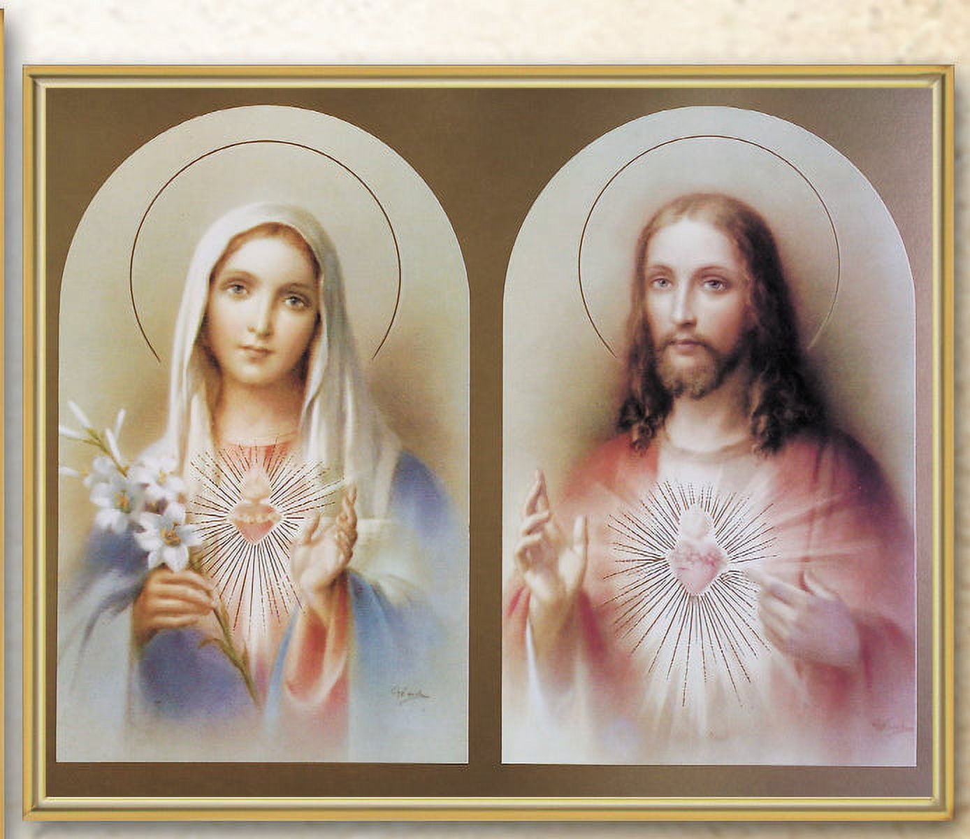 The Sacred Hearts Picture Framed Plaque Wall Art Decor Medium, Bright ...