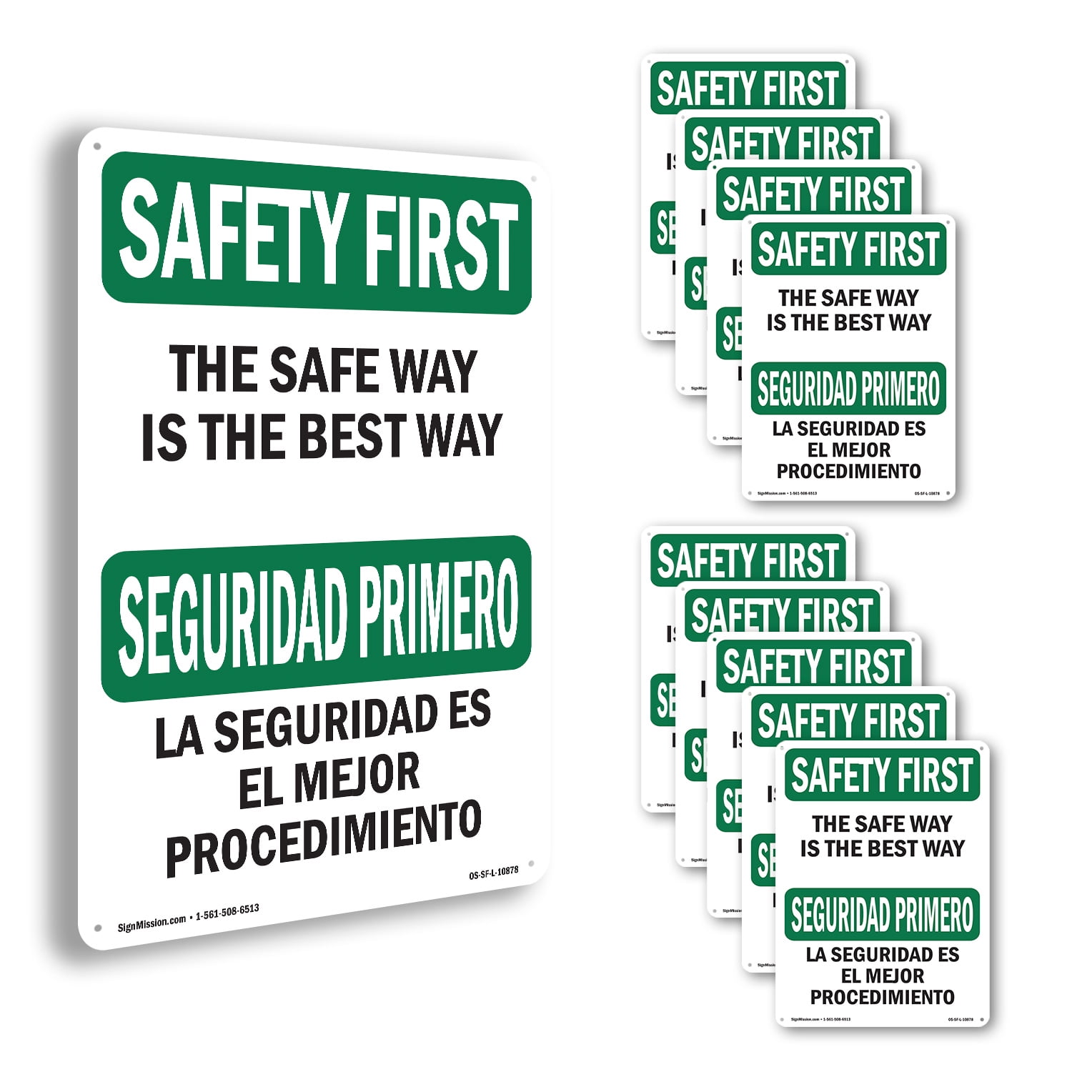 The Safe Way Is The Best Way Bilingual OSHA SAFETY FIRST Rigid Plastic ...