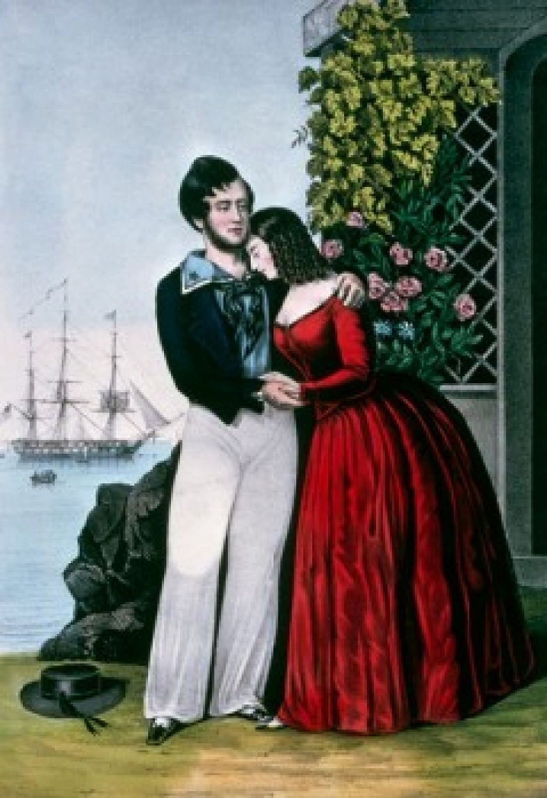 The Sailors Adieu Currier and Ives color Lithograph (1847) (1857-1907) Washington DC Library of Congress Canvas Art - Currier & Ives (24 x 36)