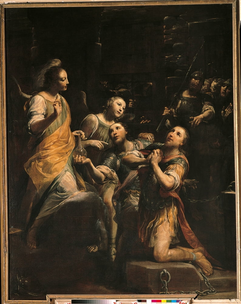 The Saints Fermo And Rustico In Jail Canvas Art - (24 x 36)
