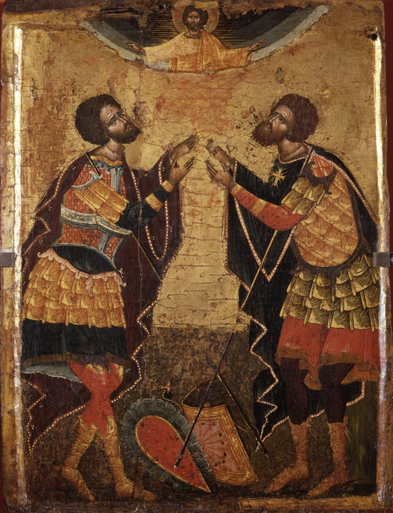 The Saints Theodorus Of Tyre And Teodorus Stratilates Canvas Art - (24 x 36)