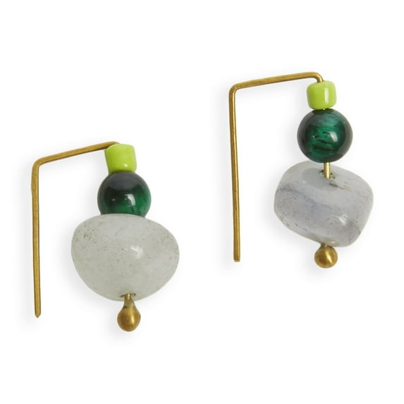 The Sak Soleil Drop Earrings , Moonstone, beads