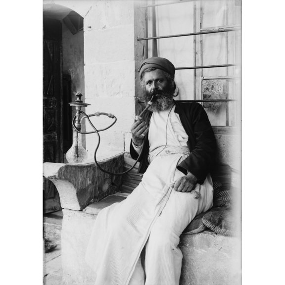 The Samaritans Of Nablus (Shechhem). A Samaritan Smoking The Narghileh History (18 x 24)