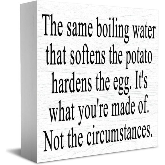The Same Boiling Water That Softens The Potato Hardens The Egg Wood Box Sign Decor Desk Sign Rustic Home Shelf Wall Decoration Grad Gift 5 X 5 Inches