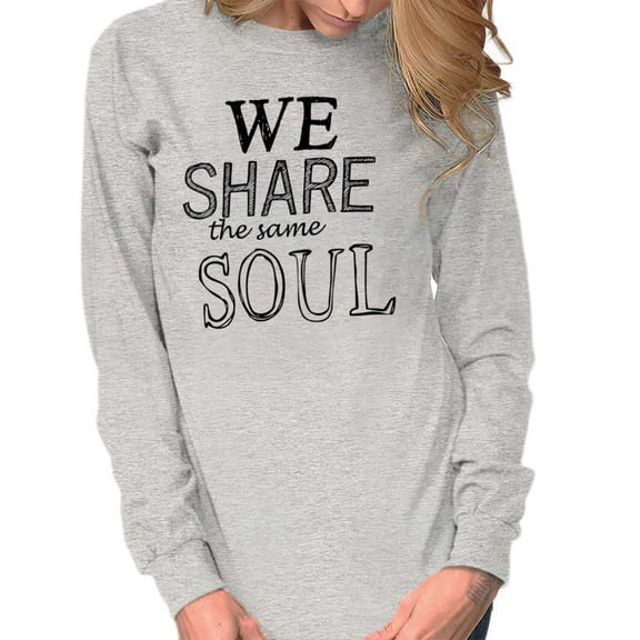 The Same Soul Love Soulmates Romantic Women Plus Size Long Sleeve Graphic Tee Brisco Brands 3X