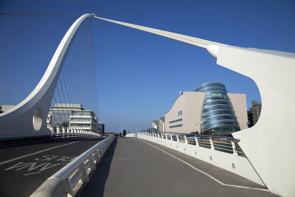 The Samual Beckett Bridge over the River Liffey and Dublin Convention Centre Dublin City Ireland Canvas Art - Panoramic Images (36 x 12)