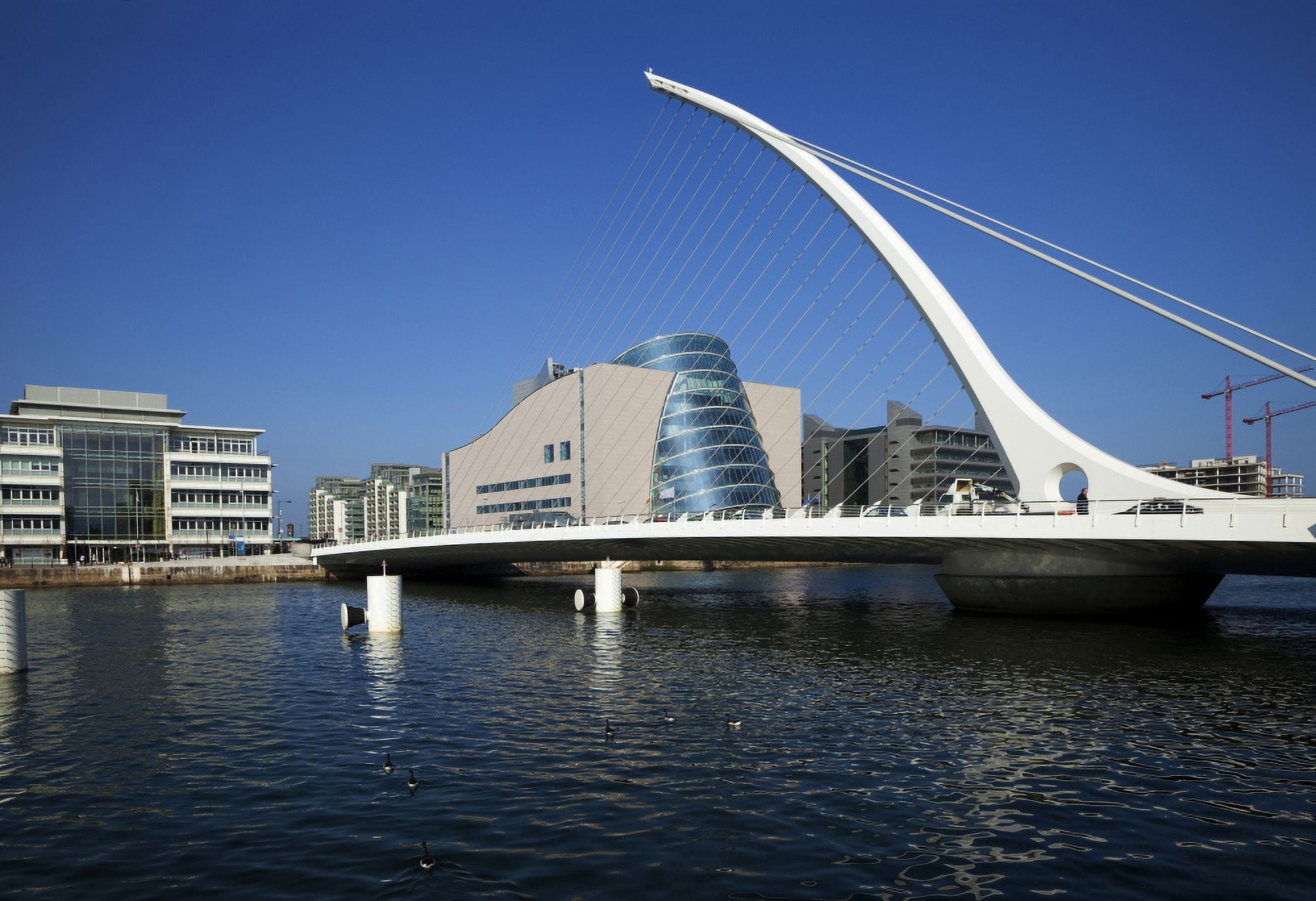 The Samual Beckett Bridge over the River Liffey and Dublin Convention Centre Dublin City Ireland Canvas Art - Panoramic Images (36 x 24)