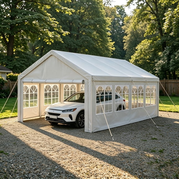 The Sanctuary 13'x26' Carport Car Canopy Party Tent Outdoor Gazebo with Removable Sidewalls Outdoor Gazebo Commercial Tents for Parties Wedding BBQ