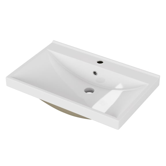 The Sanctuary 24 Inch Bathroom Vanity Sink Top, Does Not Include Faucet and Drain, For Bathroom, Glossy White, Made from Ceramic