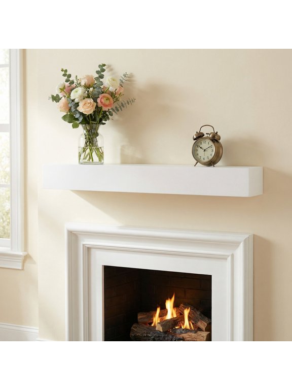 60'' Paulownia Fireplace Mantel Solid Wood Wall-Mounted & Floating Shelf for Home Decor, Shelves, For Living Room Kitchen Fireplace
