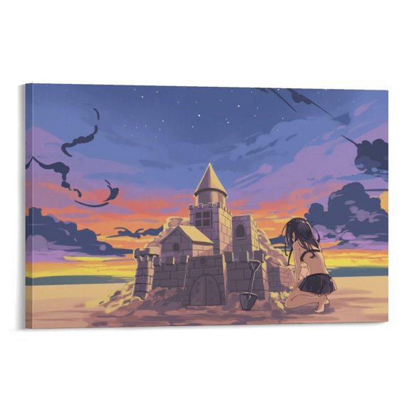 The Sand Castle Anime Poster Posters Art Print Wall Photo Paint Poster Hanging Picture Family Bedroom Decor Gift 24x36inch(60x90cm)